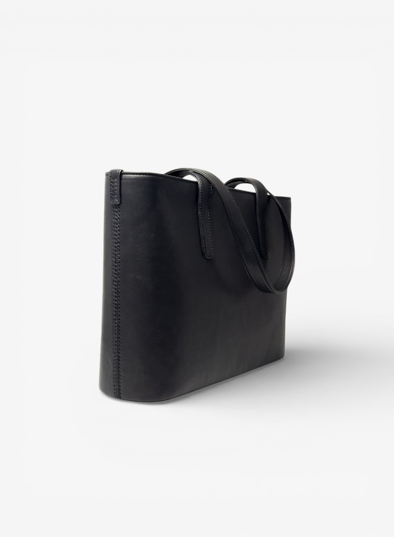 Emery Astrid Tote In Calf Black Leather - Image 2
